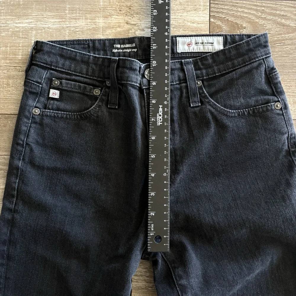 AG Goldschimed‎ Jeans Women 26R Isabelle Black High Rise Straight Crop Raw Hem
